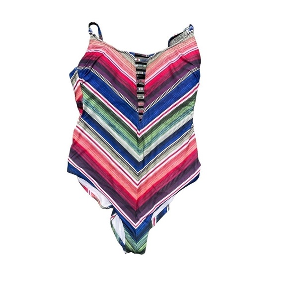 Becca one piece southwestern stripped bathing suite - Picture 2 of 9